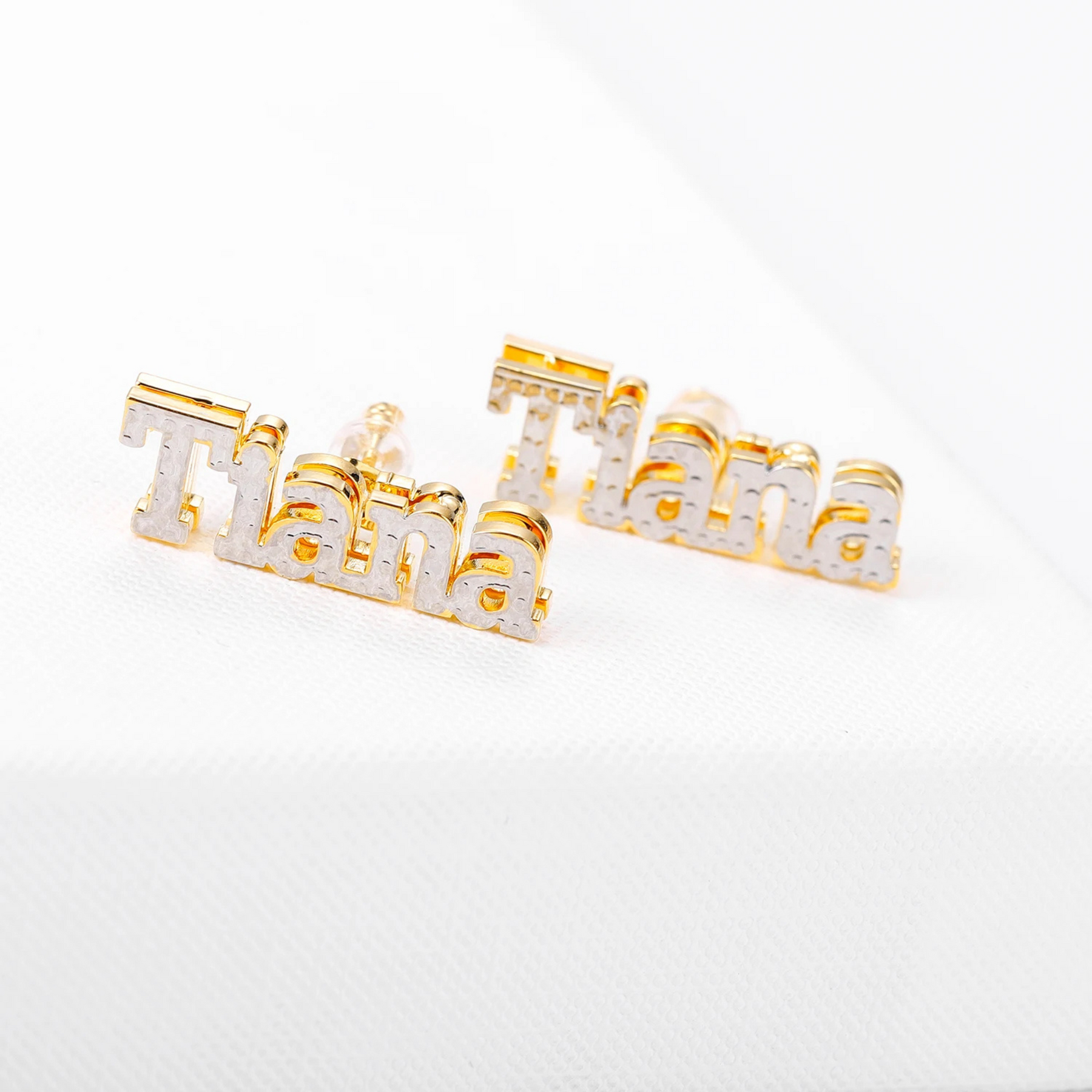 Double Plated Bold Name Studs