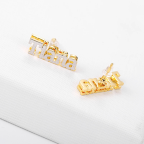 Double Plated Bold Name Studs