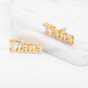 Double Plated Bold Name Studs