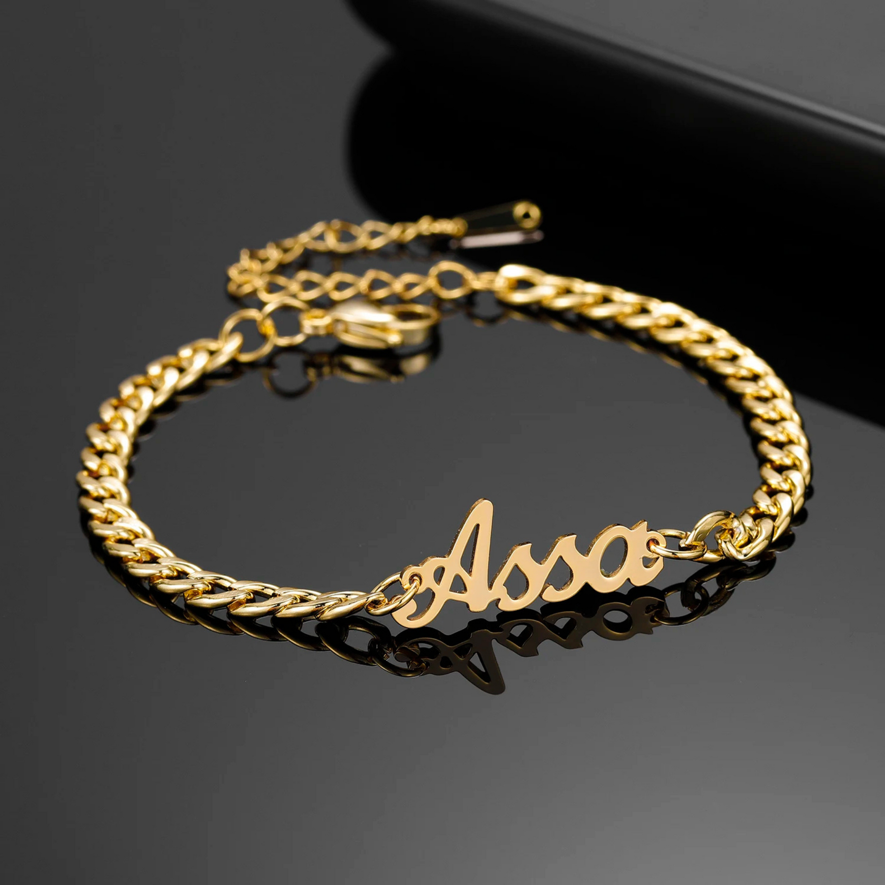 Script Name Bracelet w/ Cuban Chain