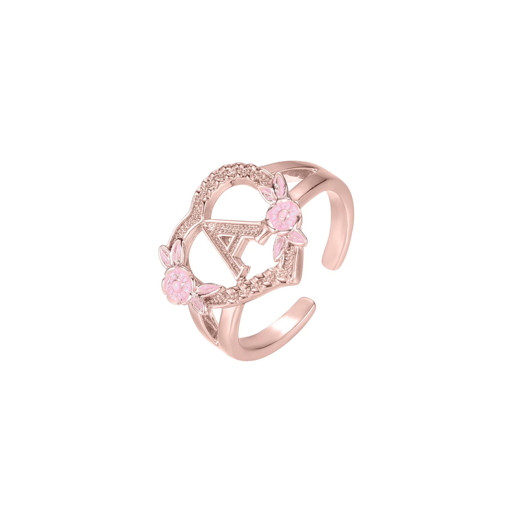 Floral Heart Initial Ring