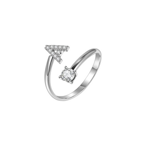 Crystal Initial Adjustable Ring