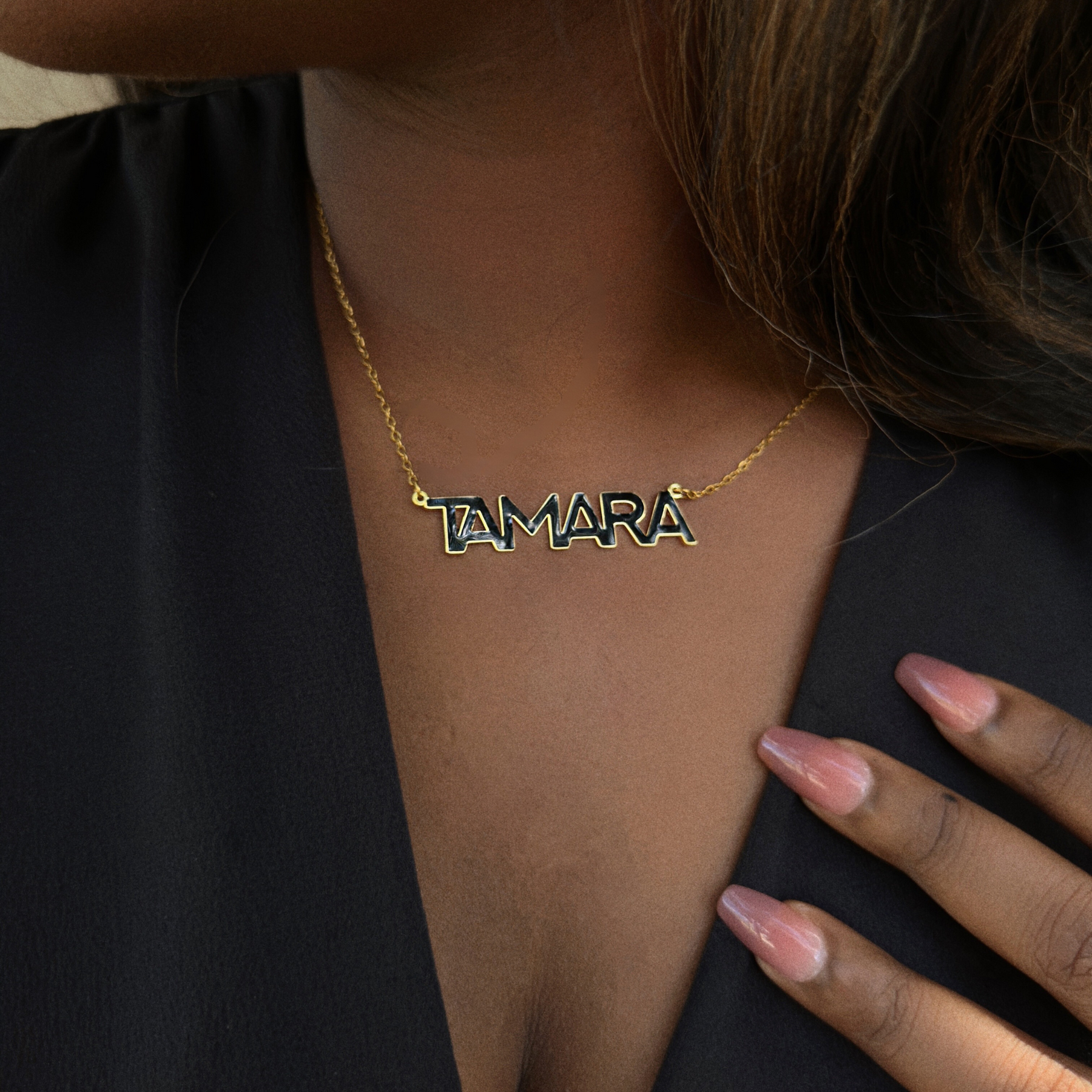 Bold Enamel Name Necklace