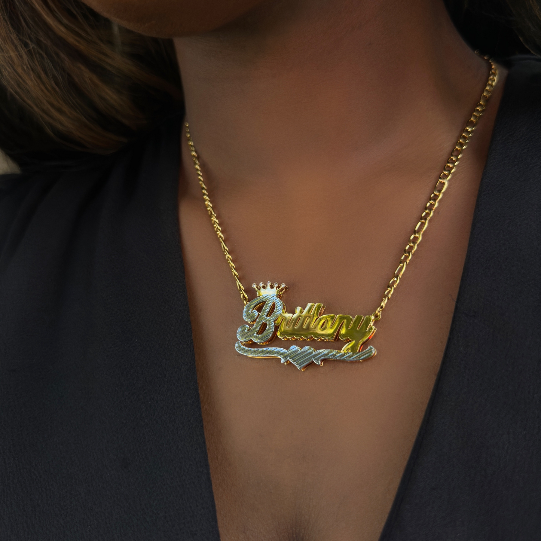 Royal Heart Double Plated Name Necklace