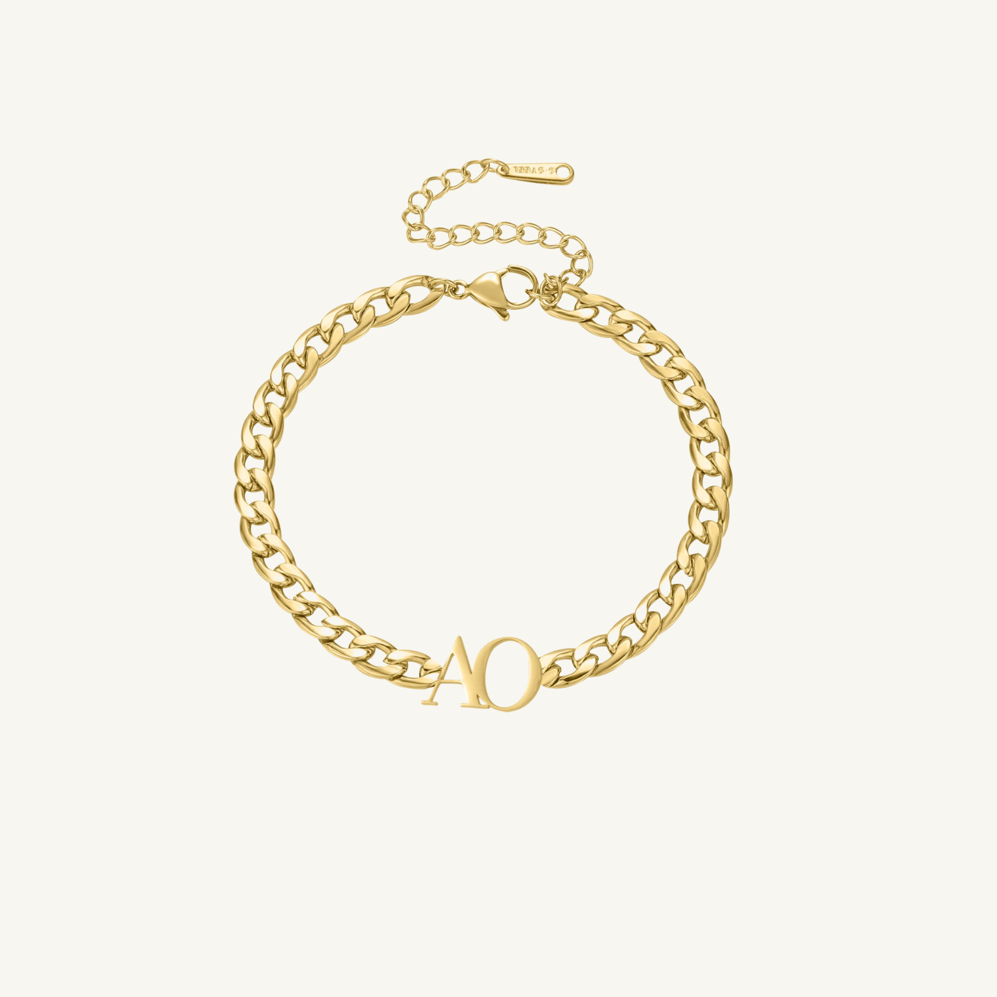 Double Initial Bracelet w/ Cuban Chain