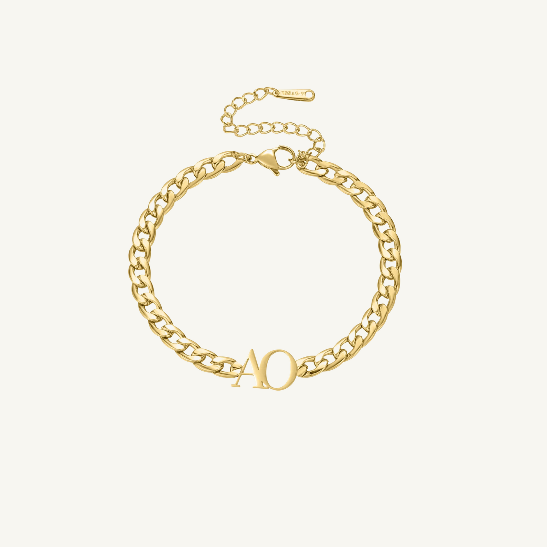 Double Initial Bracelet w/ Cuban Chain