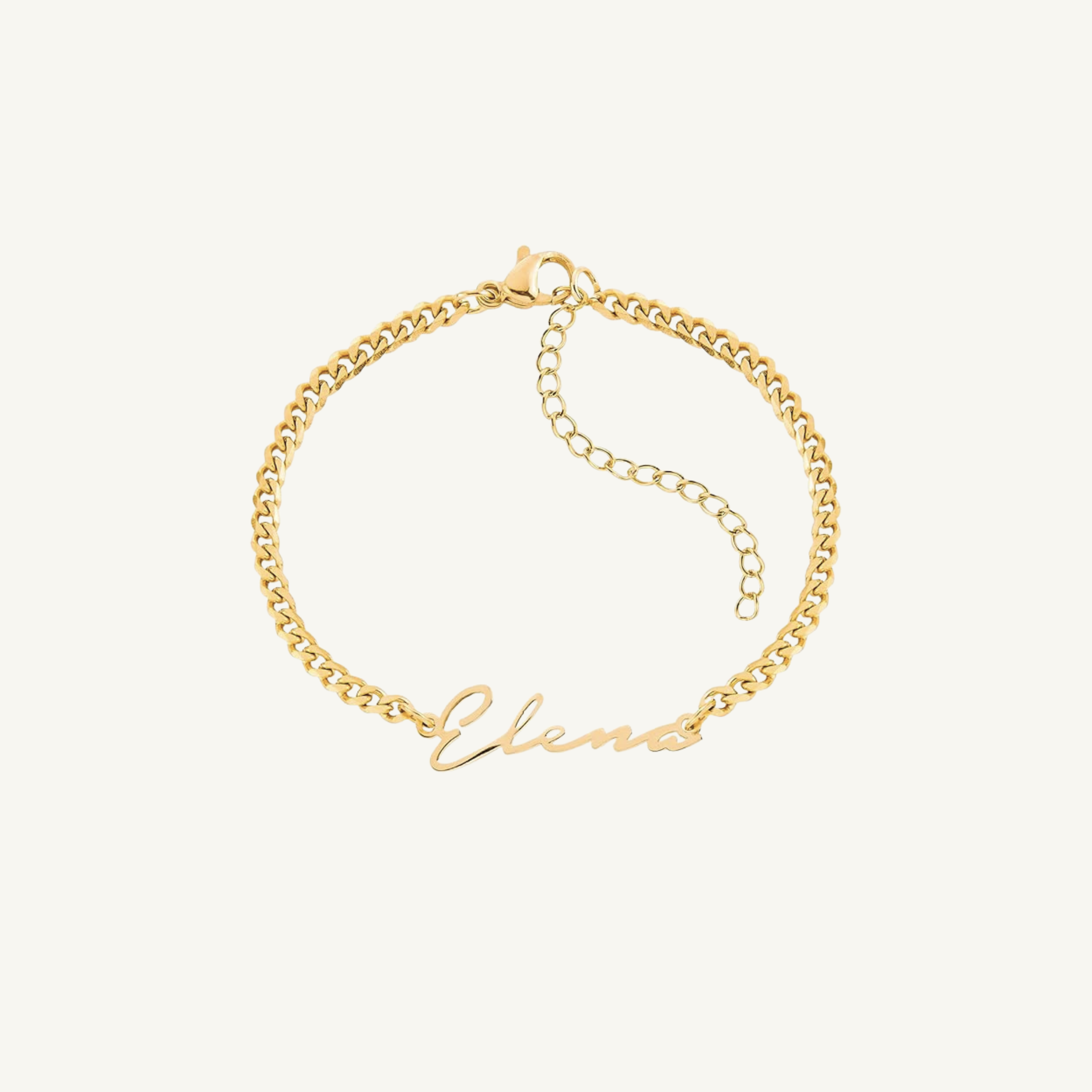 Dainty Script Name Bracelet w/ Cuban Chain