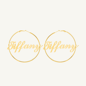 Classic Thin Name Hoop Earrings