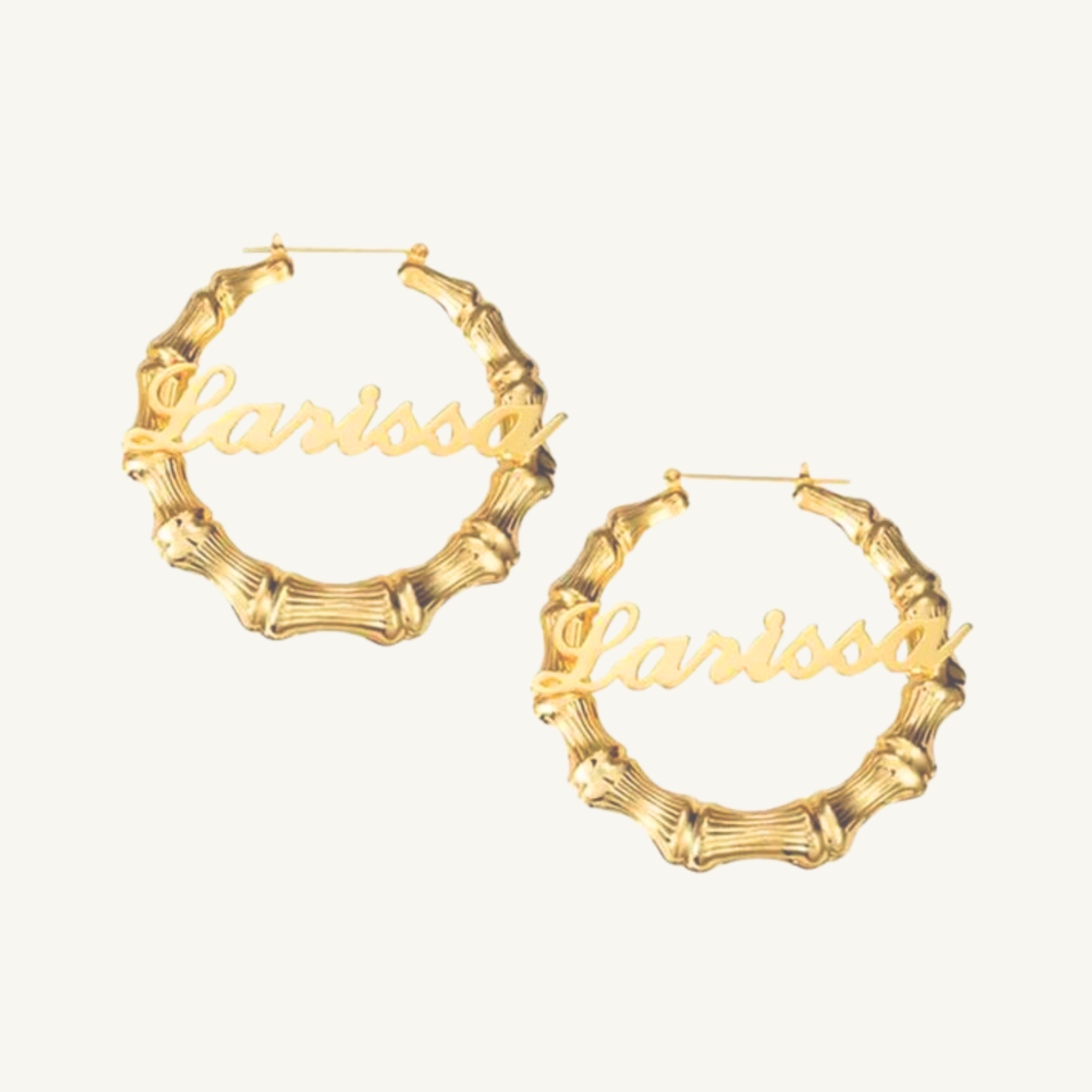 Classic Bamboo Name Hoop Earrings