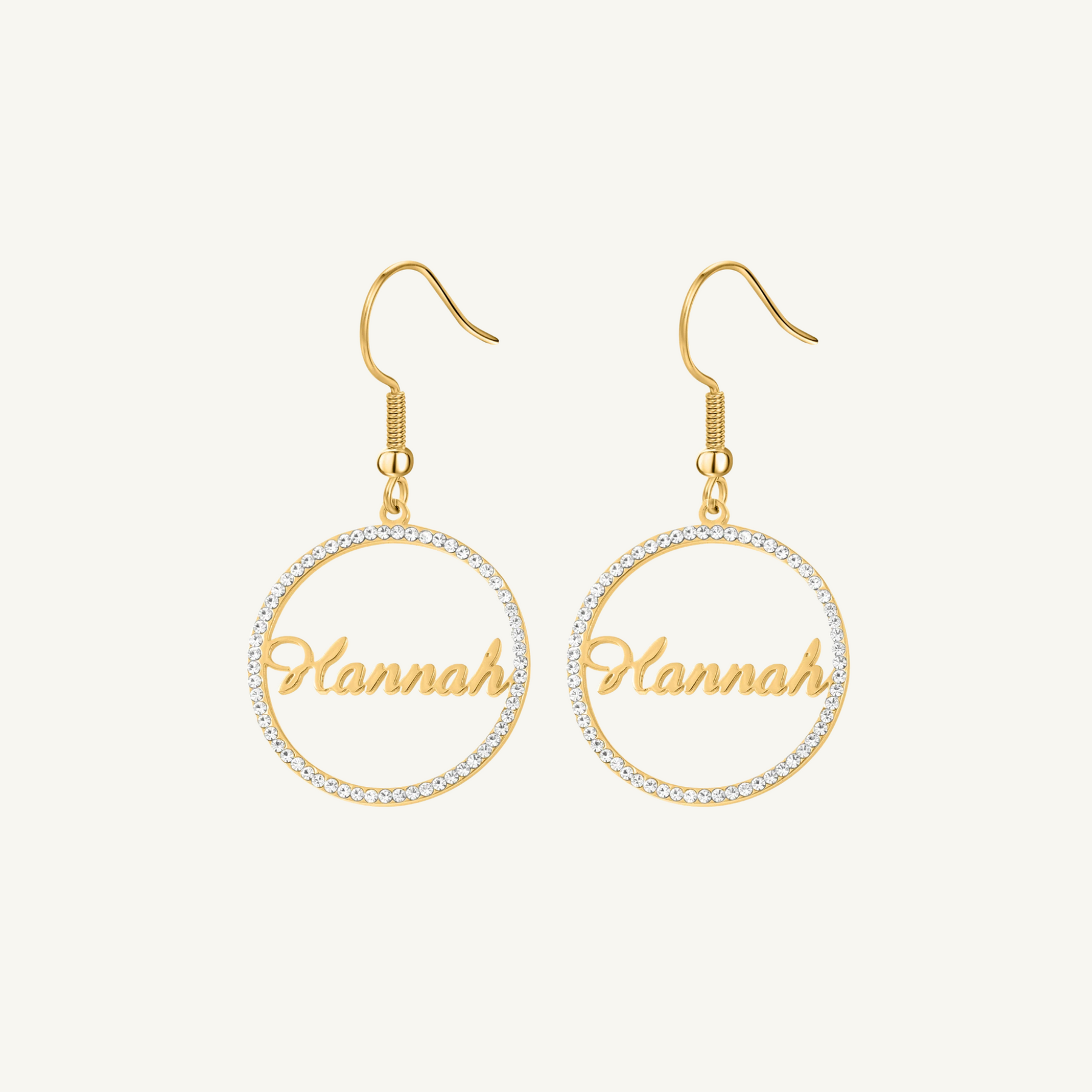 Brilliance Name Circle Earrings