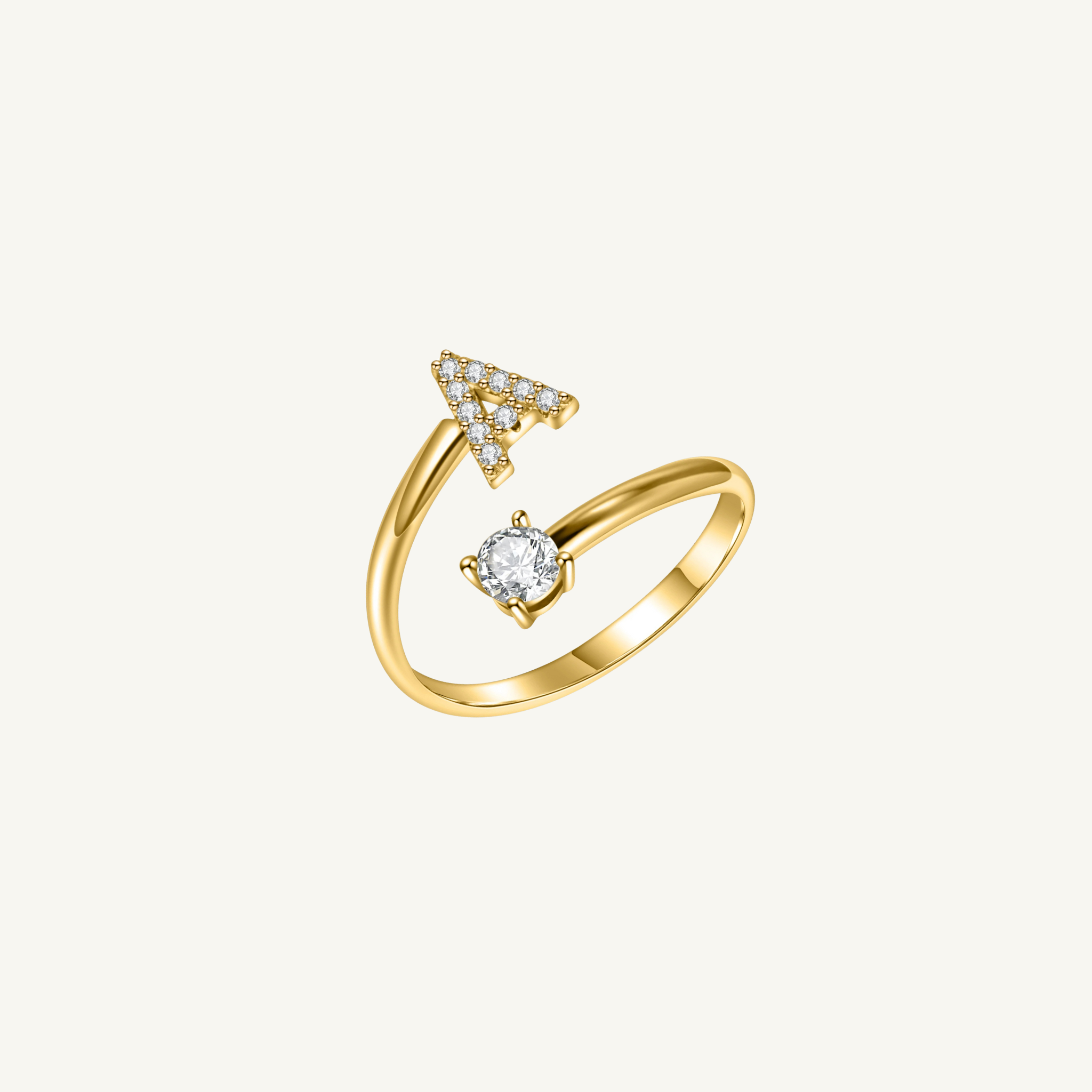 Crystal Initial Adjustable Ring