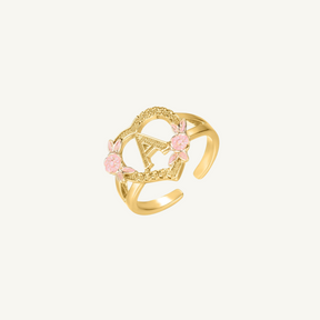 Floral Heart Initial Ring