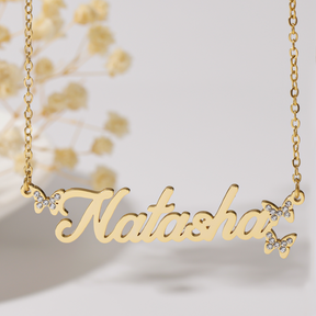 Iced Butterfly Name Necklace