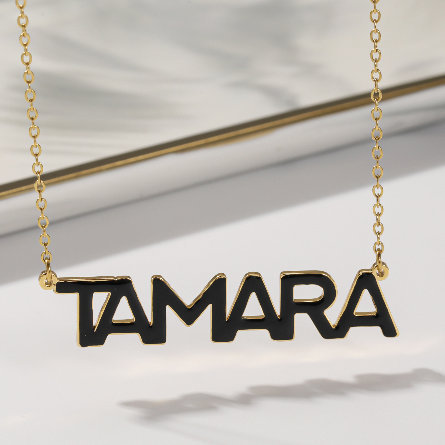 Bold Enamel Name Necklace