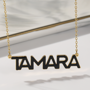 Bold Enamel Name Necklace