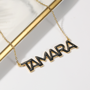 Bold Enamel Name Necklace