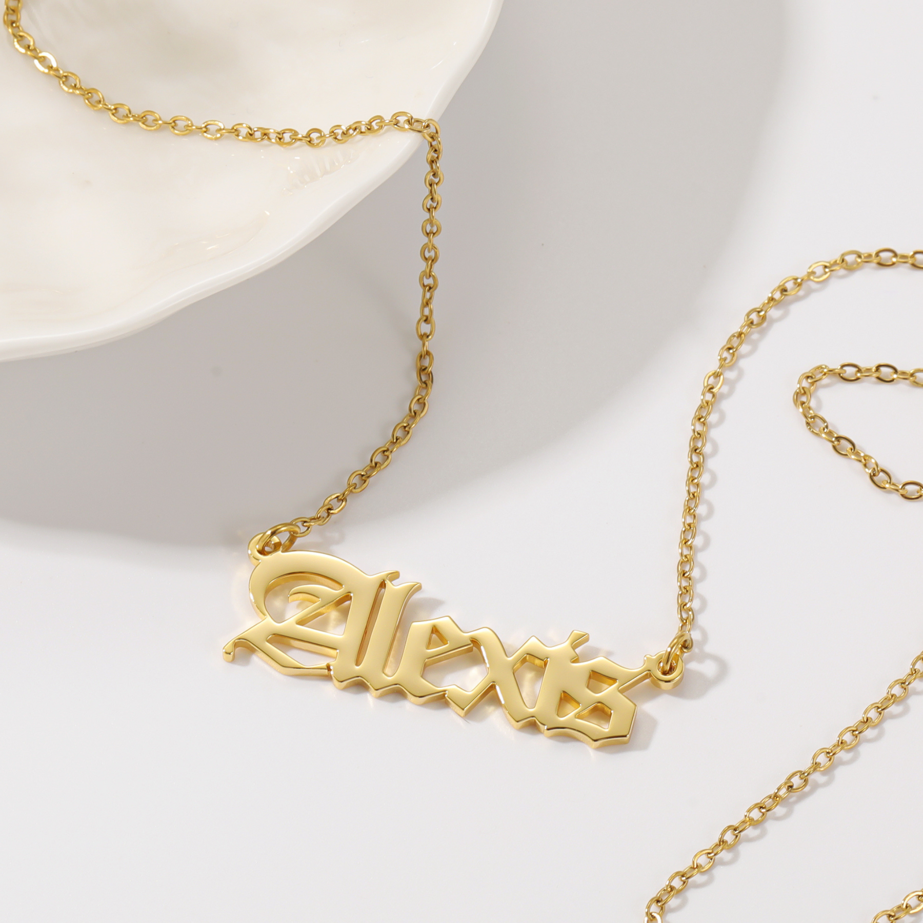 Old English Name Necklace