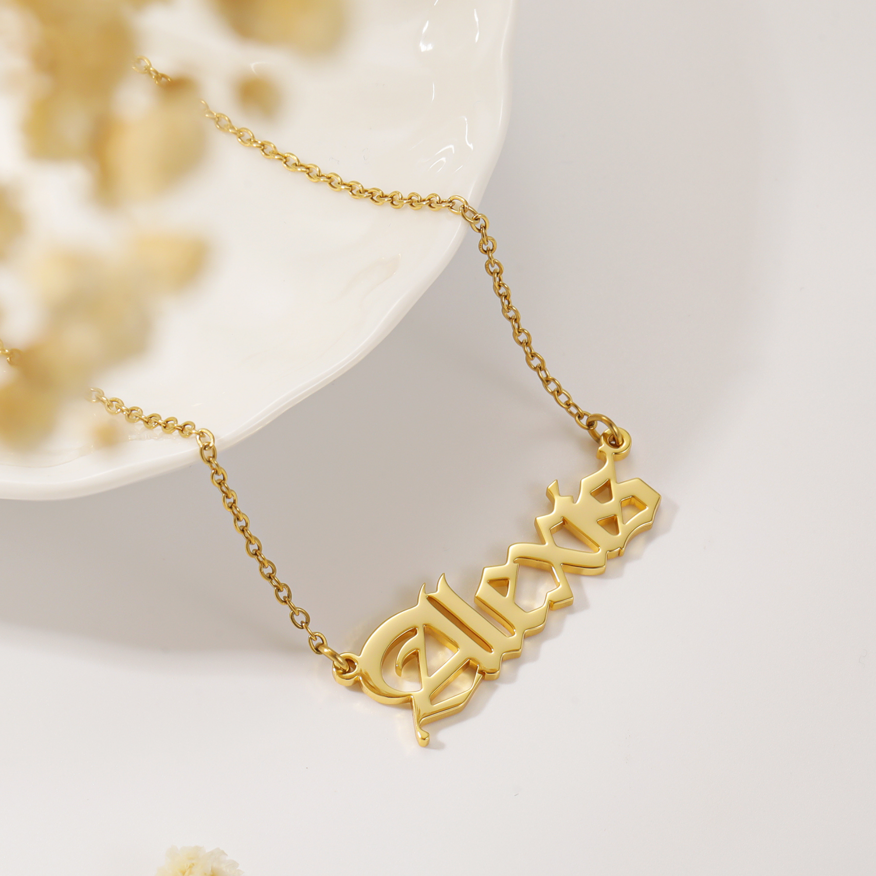 Old English Name Necklace