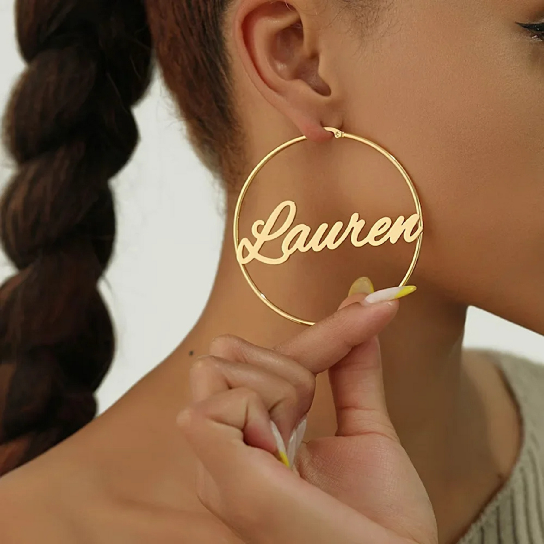 Classic Thin Name Hoop Earrings