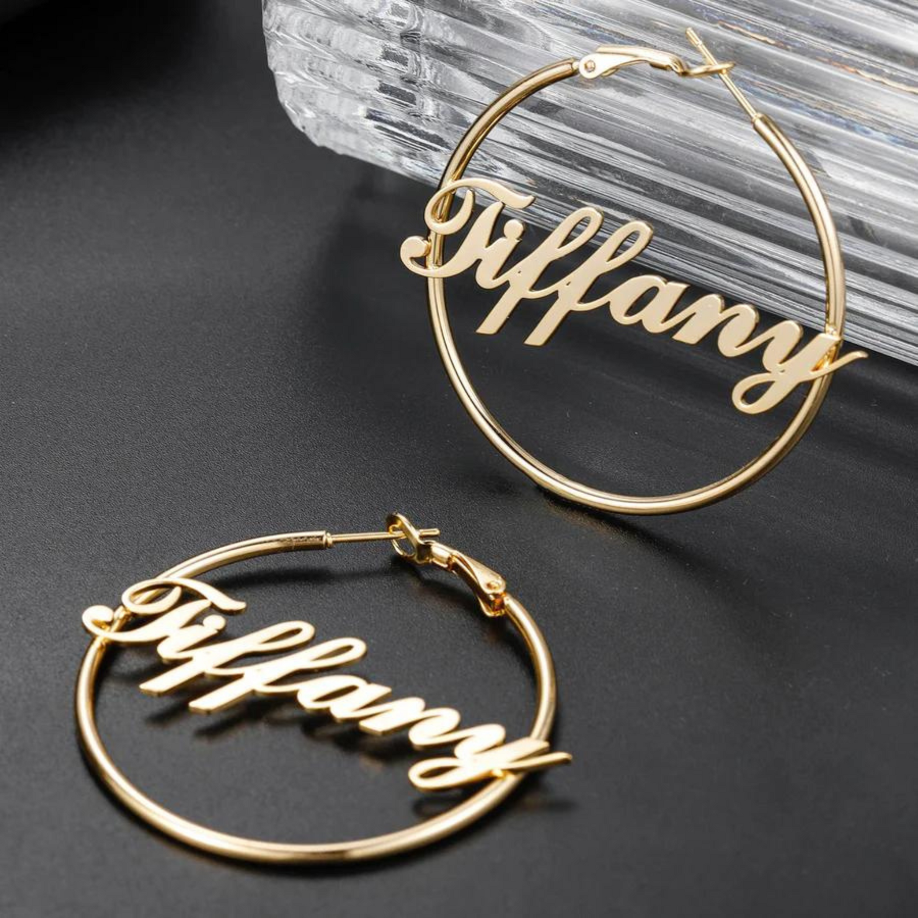 Classic Thin Name Hoop Earrings