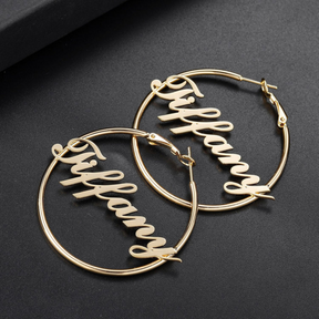 Classic Thin Name Hoop Earrings