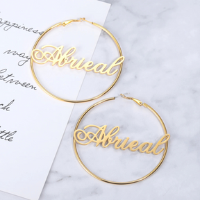 Classic Thin Name Hoop Earrings