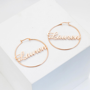 Classic Thin Name Hoop Earrings