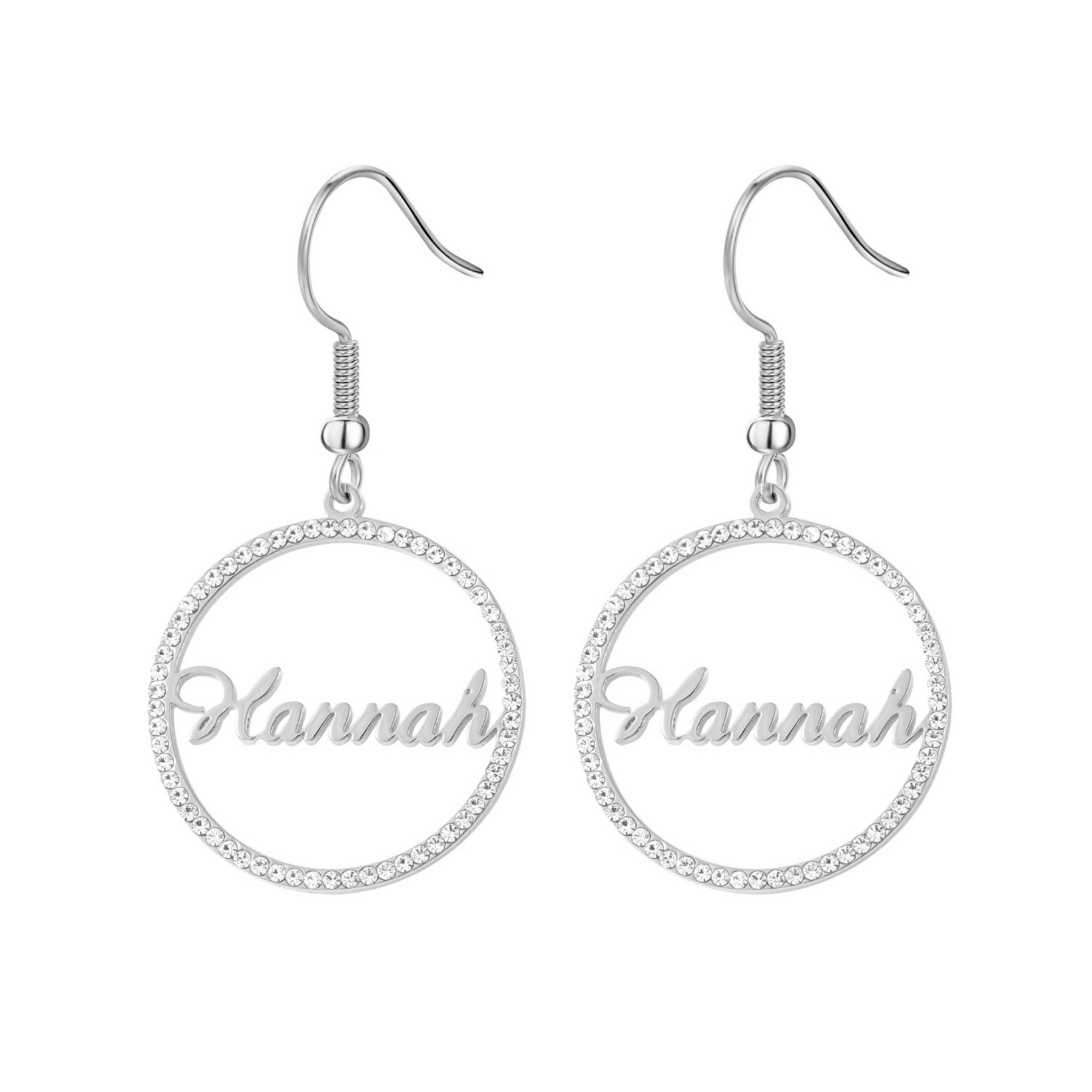 Brilliance Name Circle Earrings