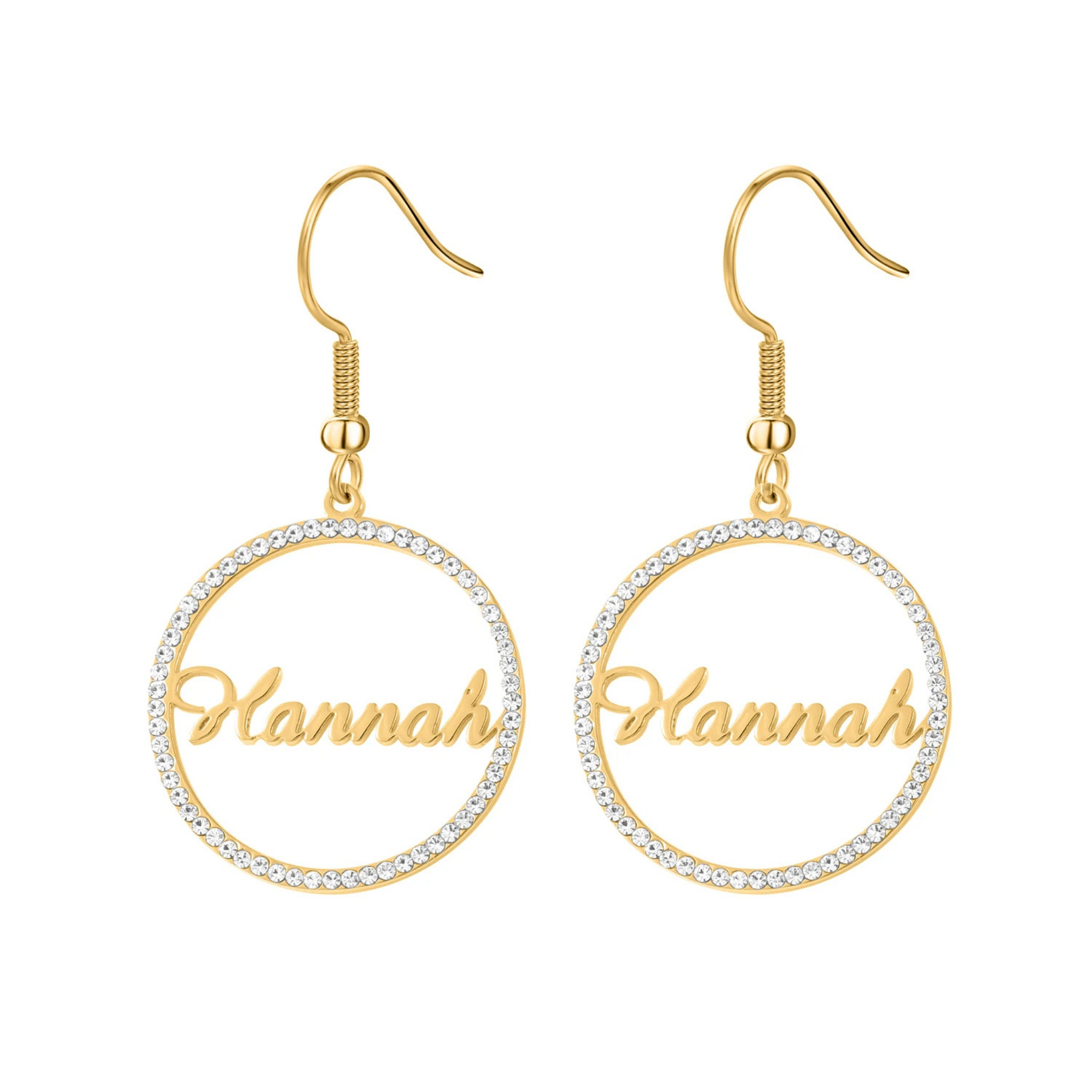 Brilliance Name Circle Earrings