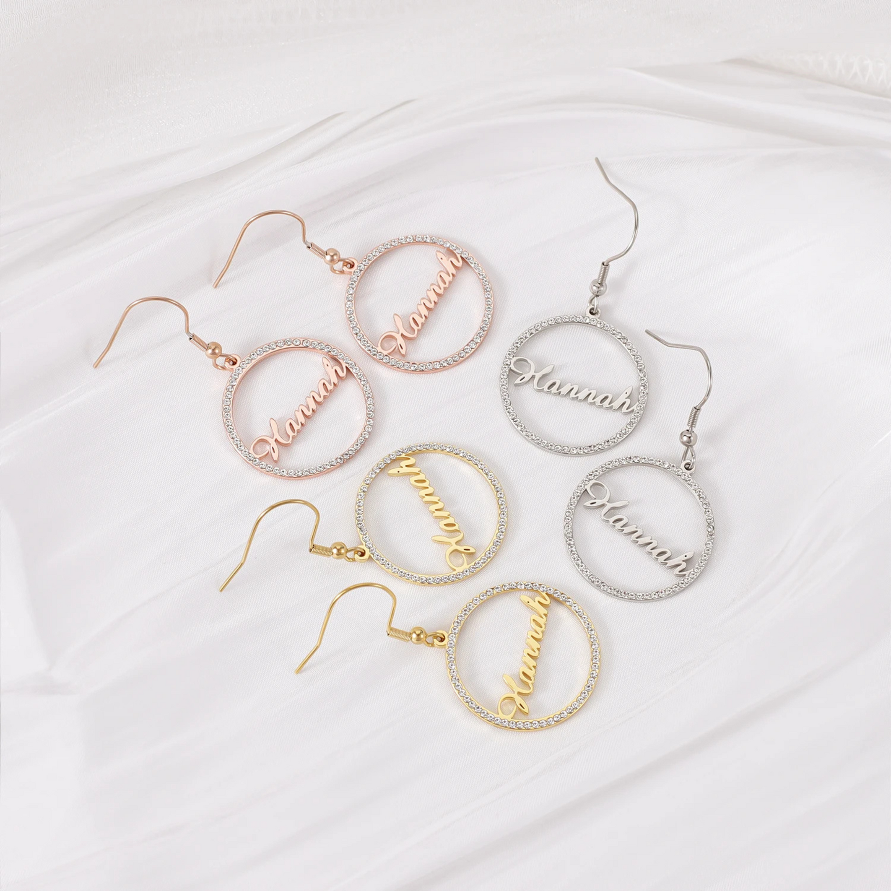 Brilliance Name Circle Earrings