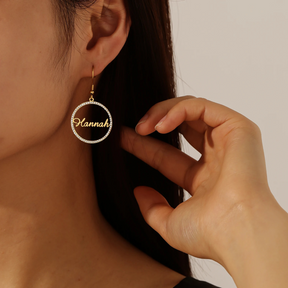 Brilliance Name Circle Earrings