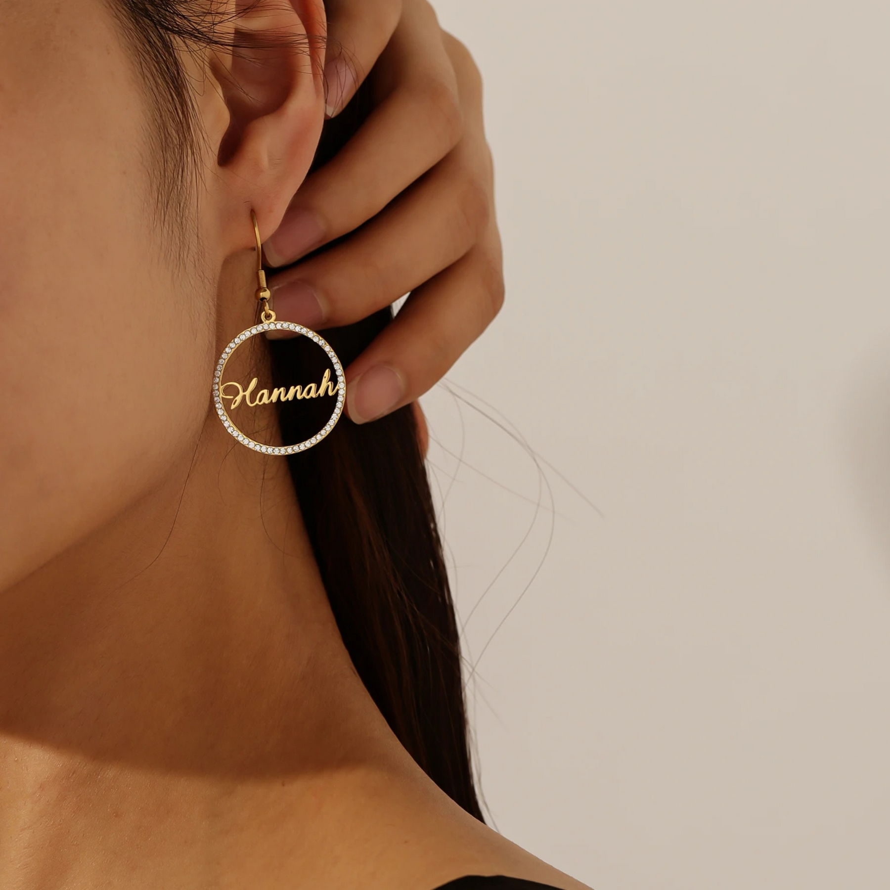 Brilliance Name Circle Earrings